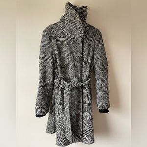 Express black and white wool blend pea coat